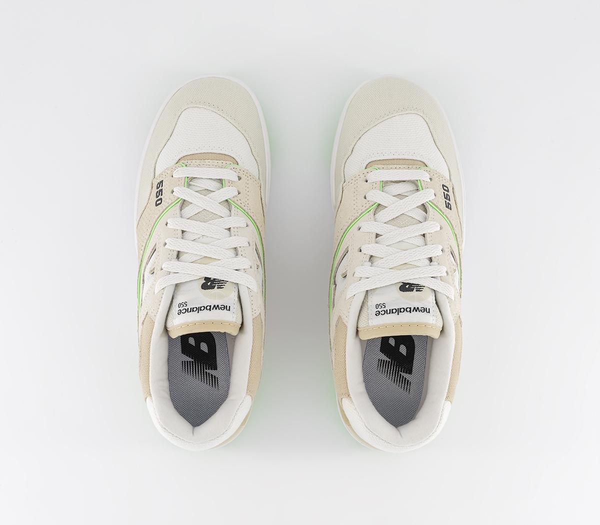 New Balance BB550 Trainers Cream Lime Green Off White Women's Trainers