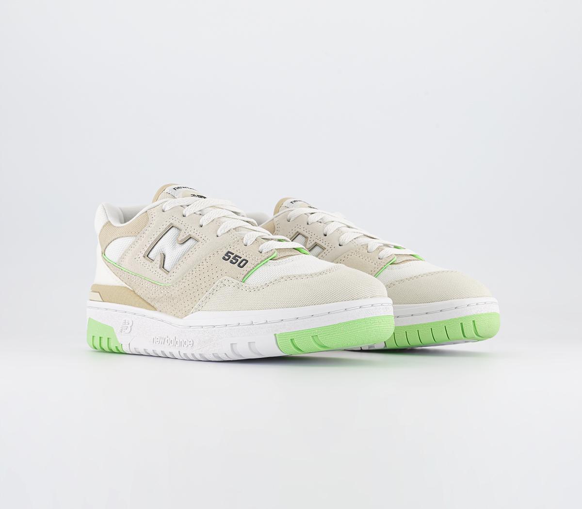 New Balance BB550 Trainers Cream Lime Green Off White Women's Trainers