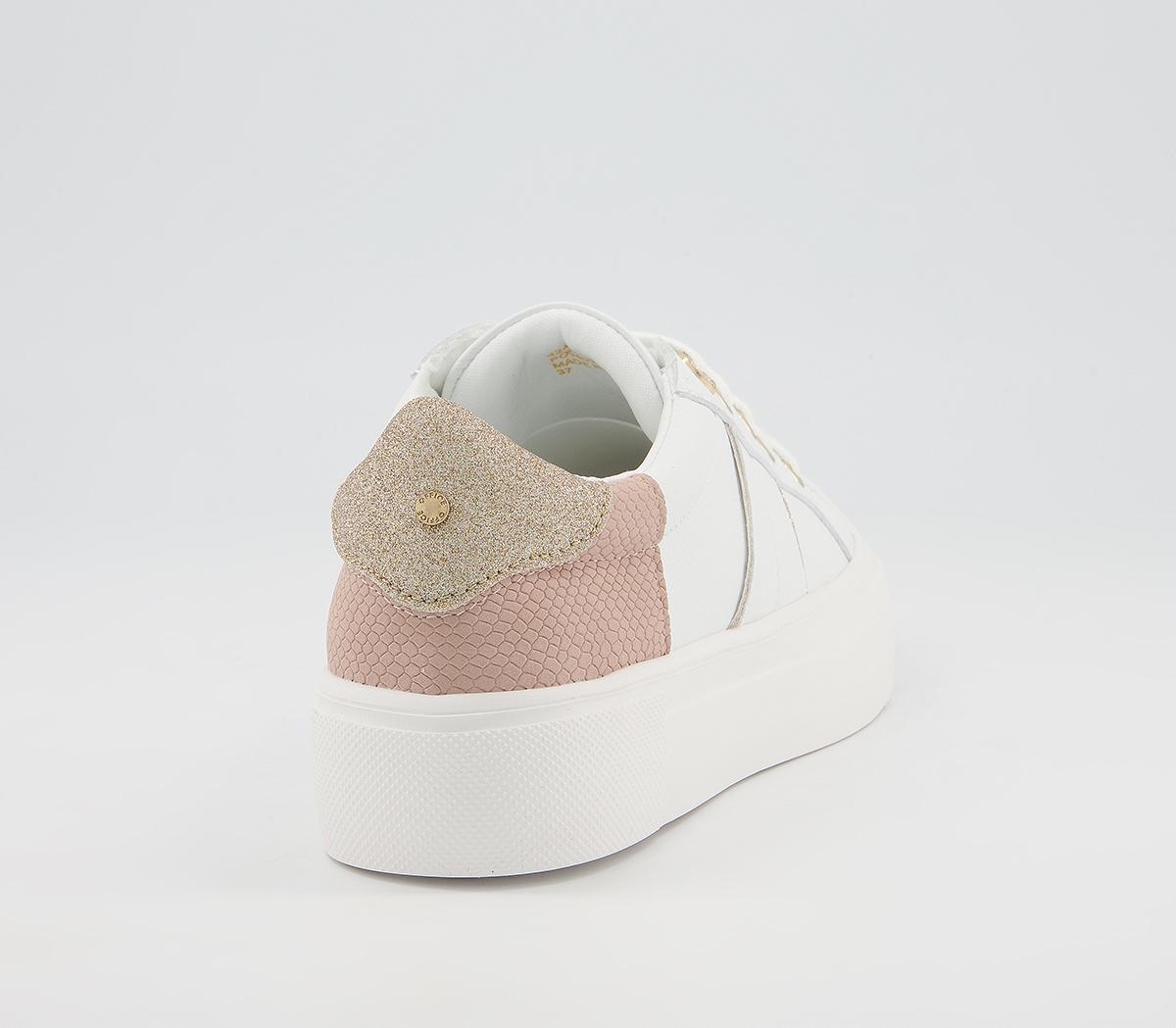 Office Ferrara Glam Lace Up Flatform Trainers Office Ferrara Glam Lace Up Flatform Trainers White Nude Rose Gold