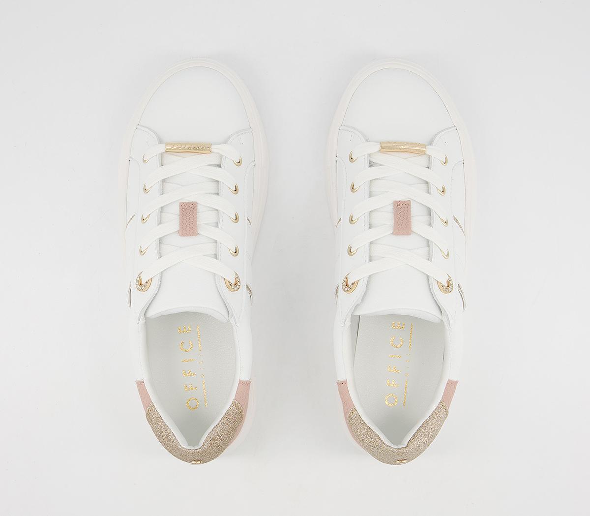 Office Ferrara Glam Lace Up Flatform Trainers Office Ferrara Glam Lace Up Flatform Trainers White Nude Rose Gold