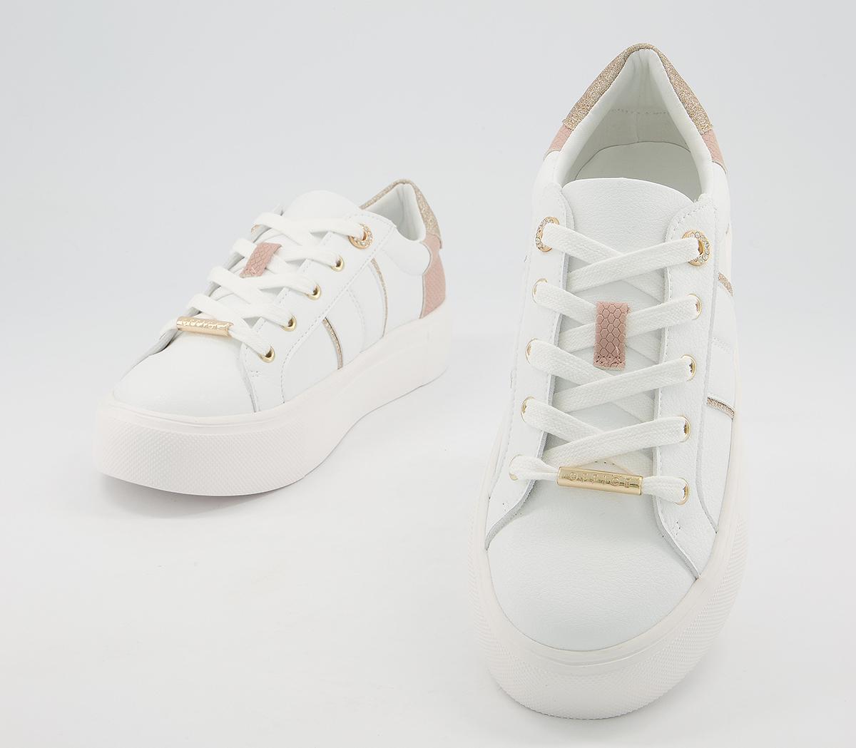Office Ferrara Glam Lace Up Flatform Trainers Office Ferrara Glam Lace Up Flatform Trainers White Nude Rose Gold