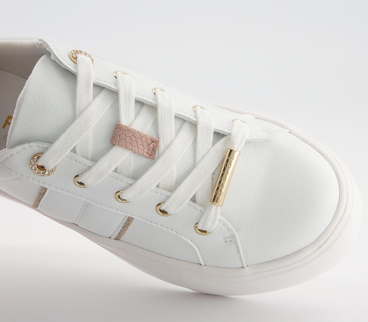 Office Ferrara Glam Lace Up Flatform Trainers Office Ferrara Glam Lace Up Flatform Trainers White Nude Rose Gold