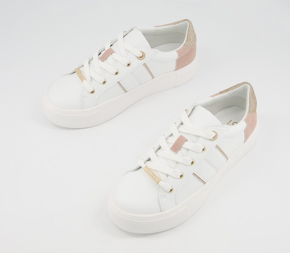 Office Ferrara Glam Lace Up Flatform Trainers Office Ferrara Glam Lace Up Flatform Trainers White Nude Rose Gold