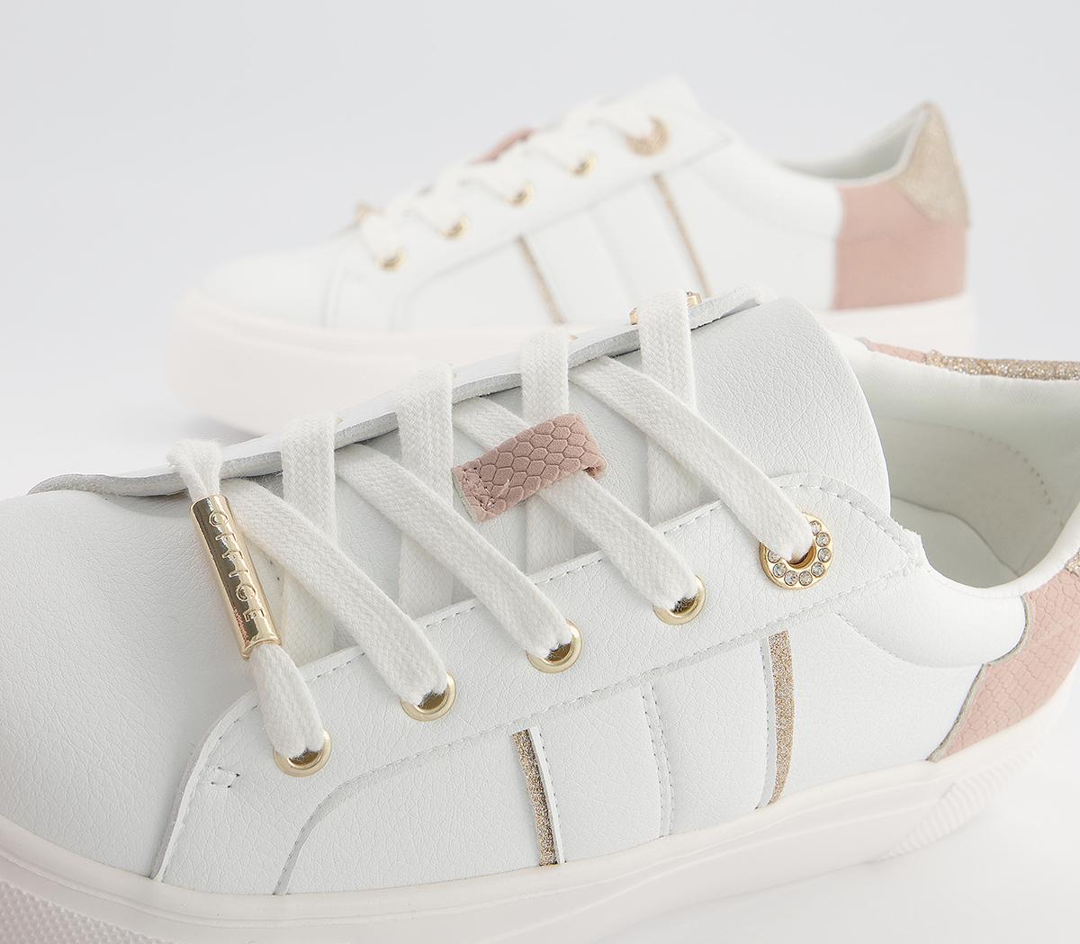 Office Ferrara Glam Lace Up Flatform Trainers Office Ferrara Glam Lace Up Flatform Trainers White Nude Rose Gold