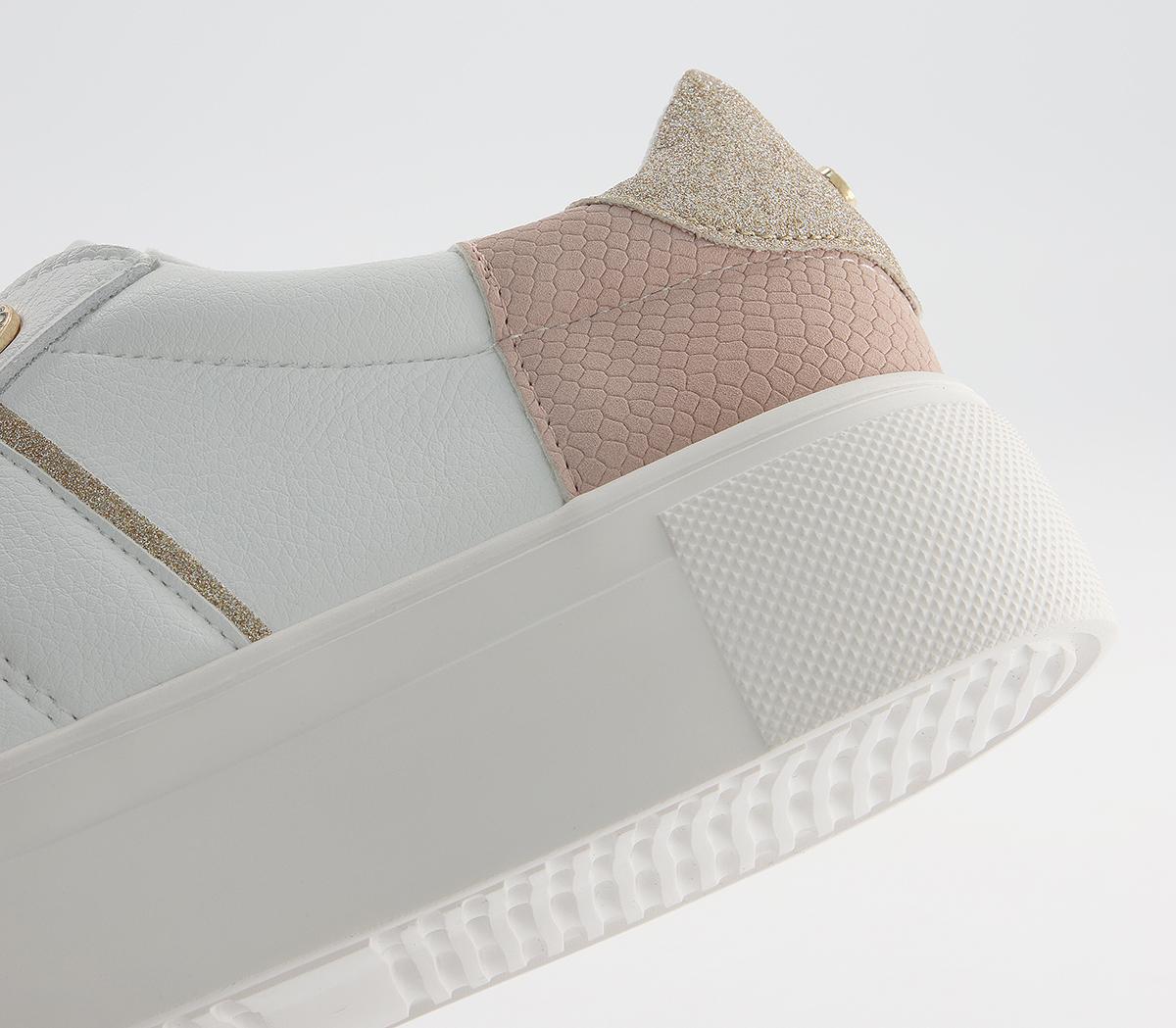 Office Ferrara Glam Lace Up Flatform Trainers Office Ferrara Glam Lace Up Flatform Trainers White Nude Rose Gold