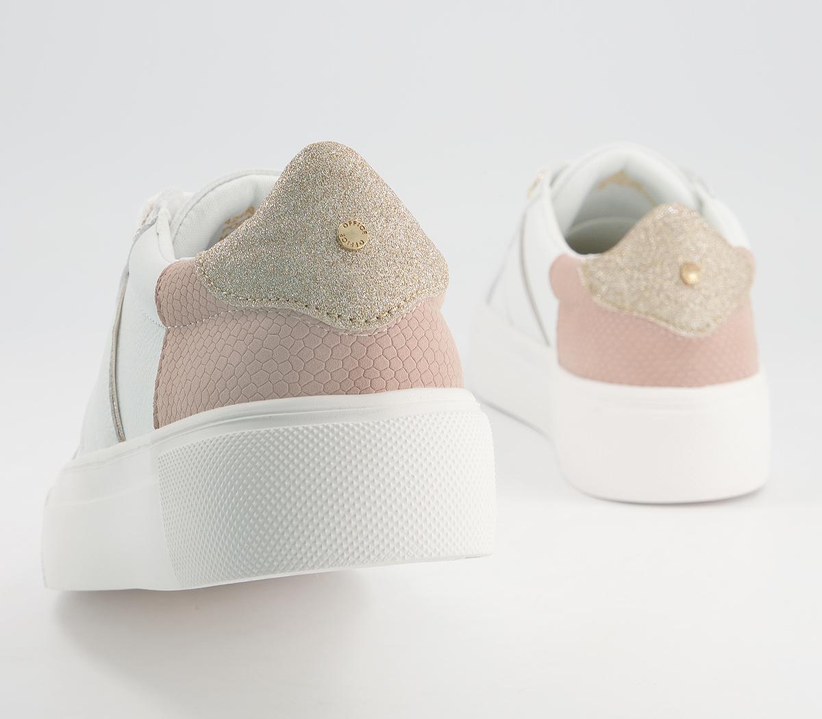 Office Ferrara Glam Lace Up Flatform Trainers Office Ferrara Glam Lace Up Flatform Trainers White Nude Rose Gold