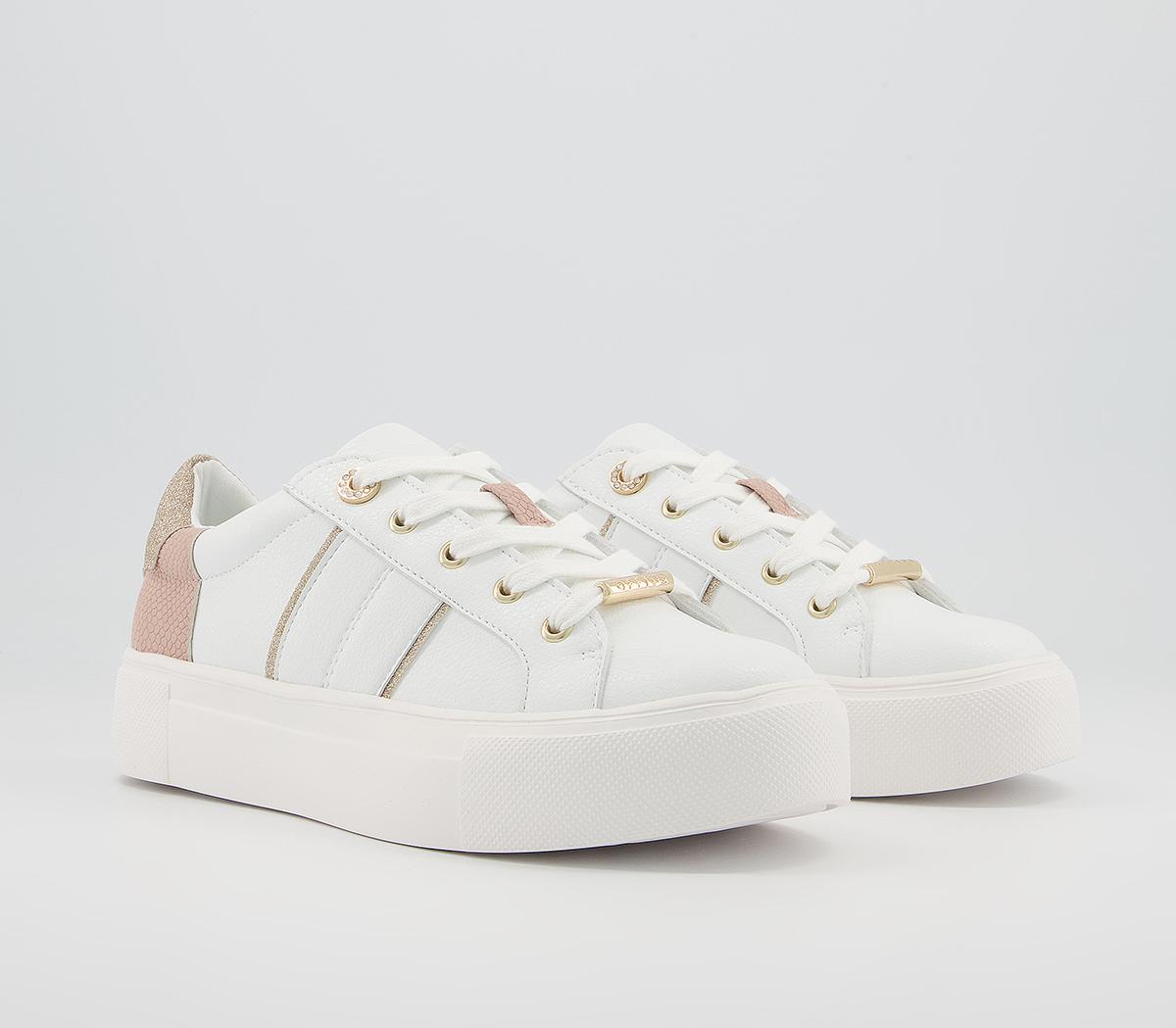 Office Ferrara Glam Lace Up Flatform Trainers Office Ferrara Glam Lace Up Flatform Trainers White Nude Rose Gold