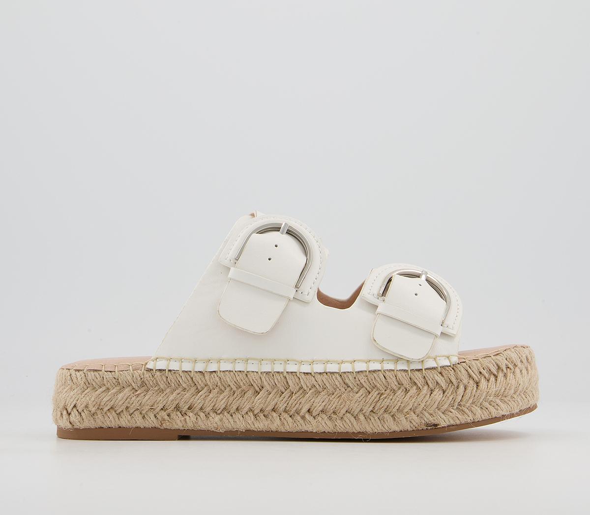 double buckle white sandals