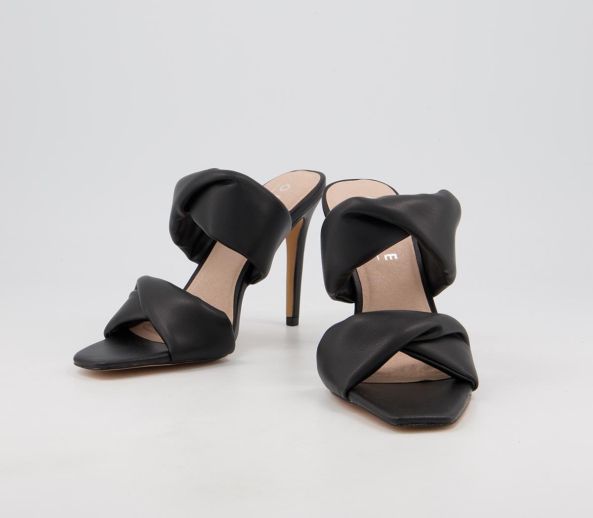 Office Hillcrest Twist Two Strap Slip On High Stiletto Mules Office Hillcrest Twist Two Strap Slip On High Stiletto Mules Black