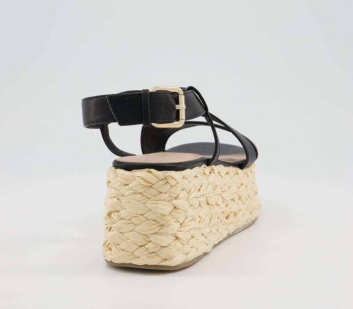 Office Margin Raffia Espadrille Flatforms Office Margin Raffia Espadrille Flatforms Black