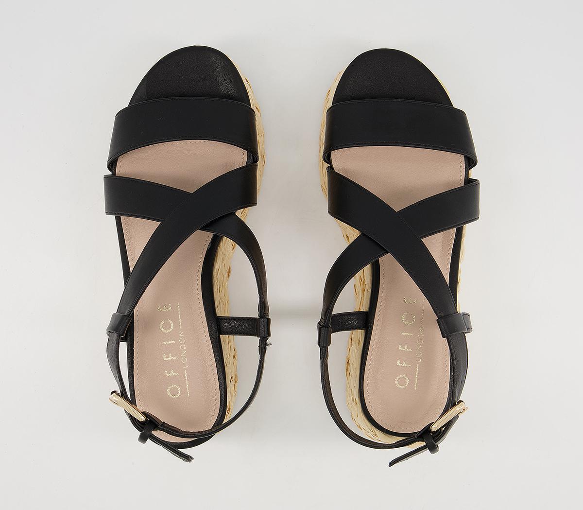 Office Margin Raffia Espadrille Flatforms Office Margin Raffia Espadrille Flatforms Black