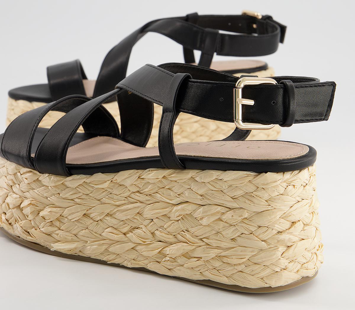 Office Margin Raffia Espadrille Flatforms Office Margin Raffia Espadrille Flatforms Black