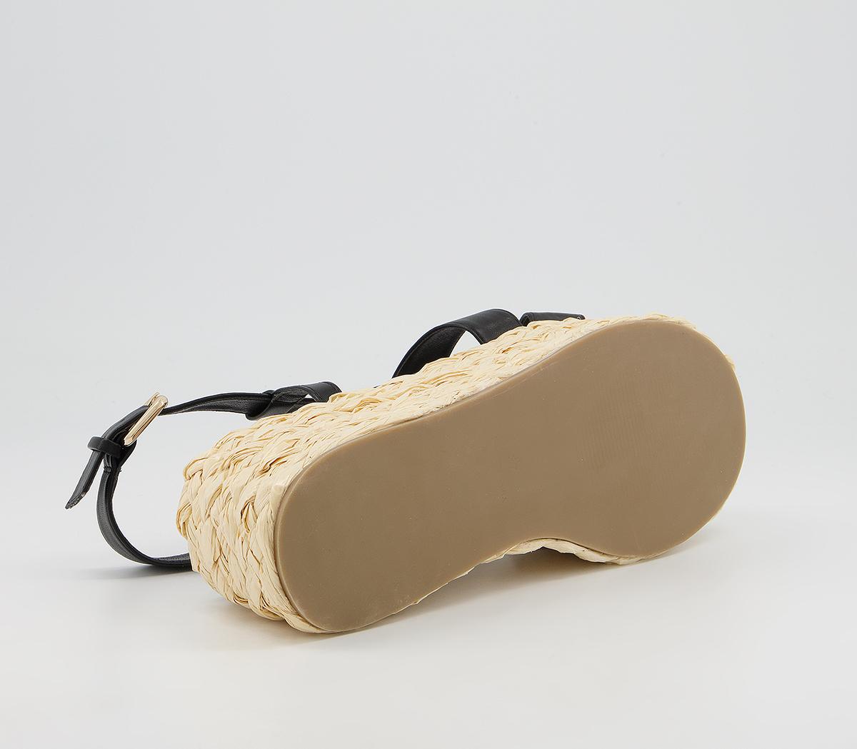 Office Margin Raffia Espadrille Flatforms Office Margin Raffia Espadrille Flatforms Black