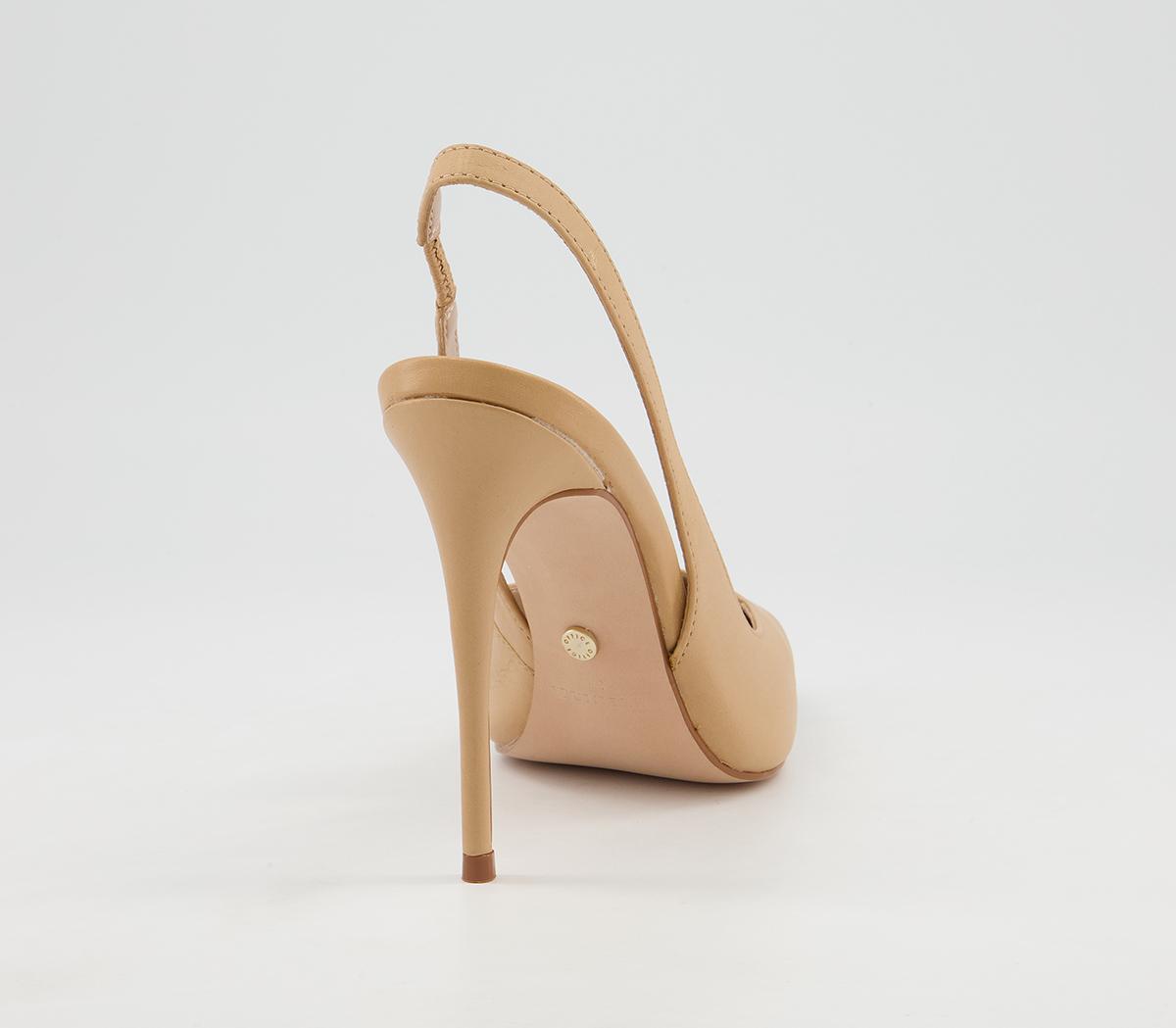 OFFICEHellbent Toe Cap Sling Back HeelsBeige Leather