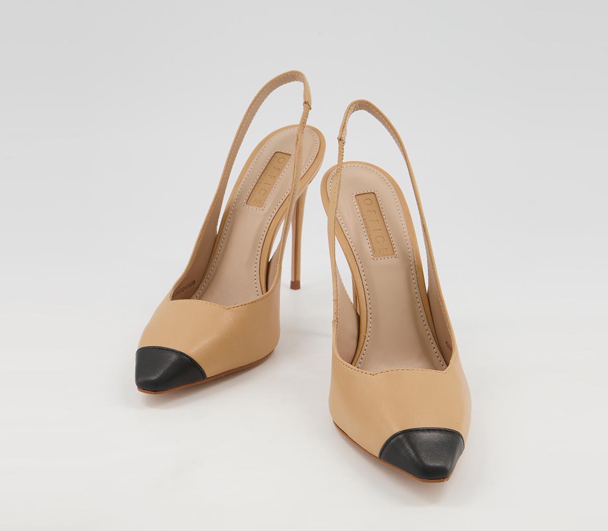 OFFICEHellbent Toe Cap Sling Back HeelsBeige Leather