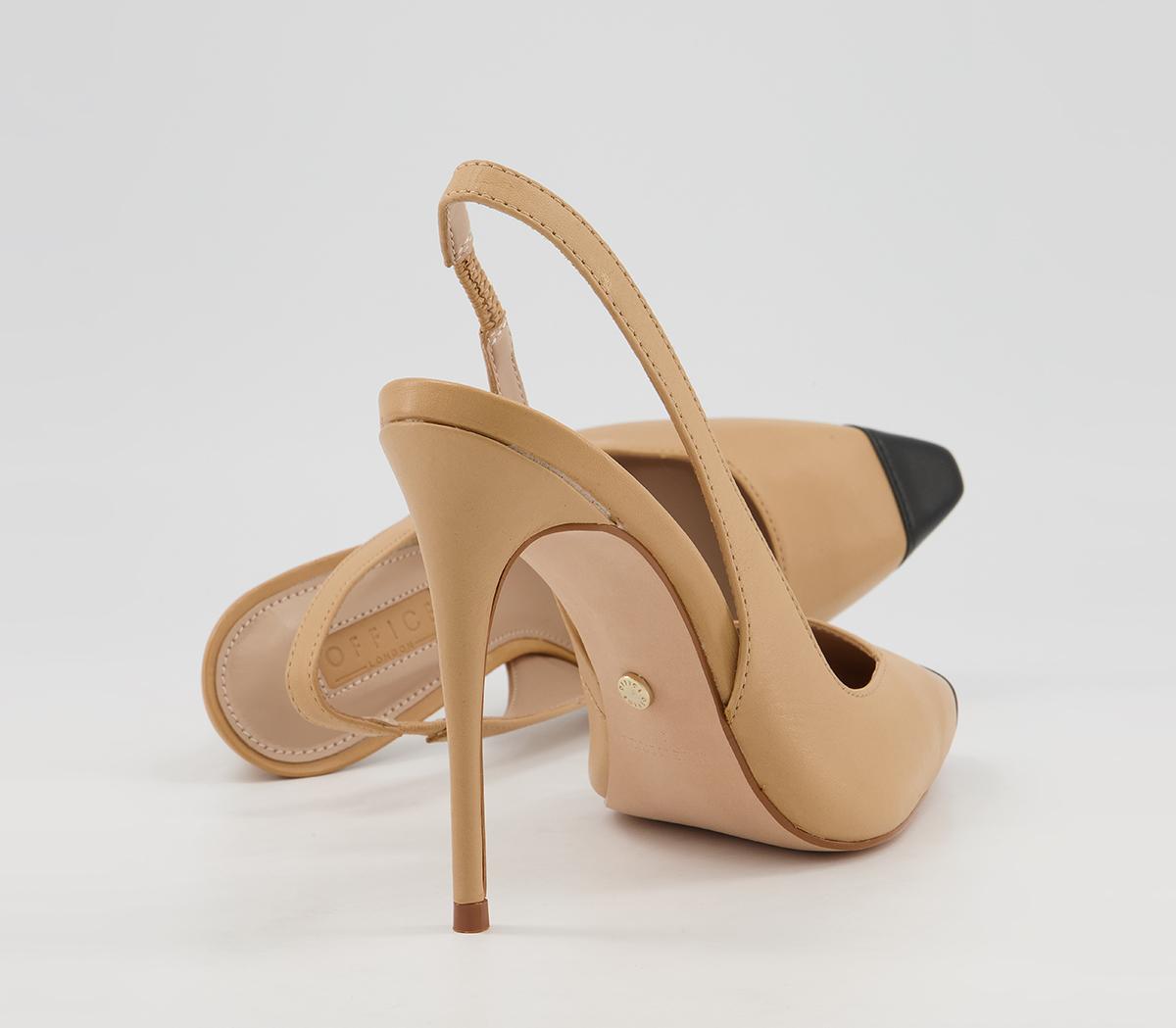 OFFICEHellbent Toe Cap Sling Back HeelsBeige Leather