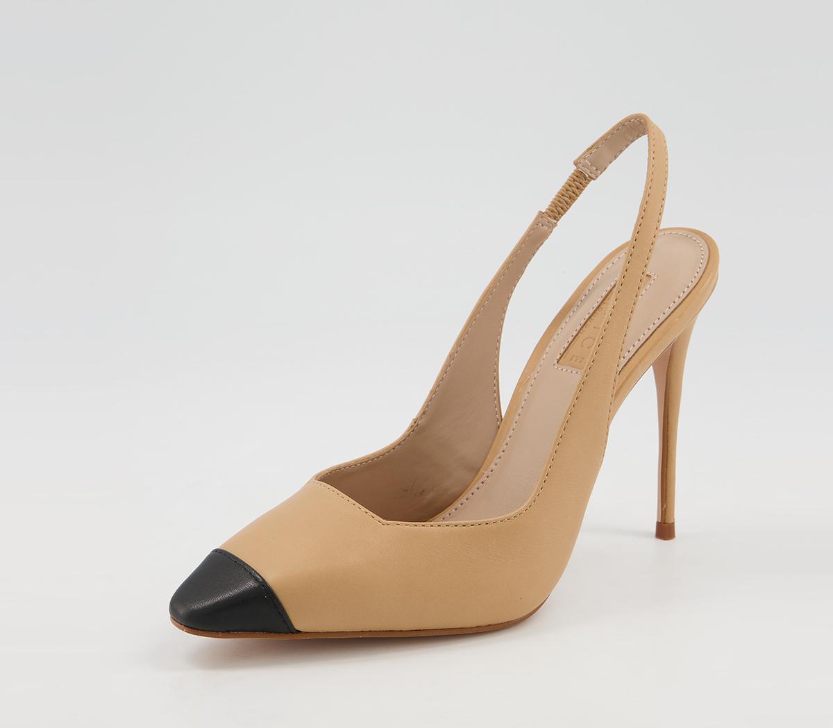 OFFICEHellbent Toe Cap Sling Back HeelsBeige Leather