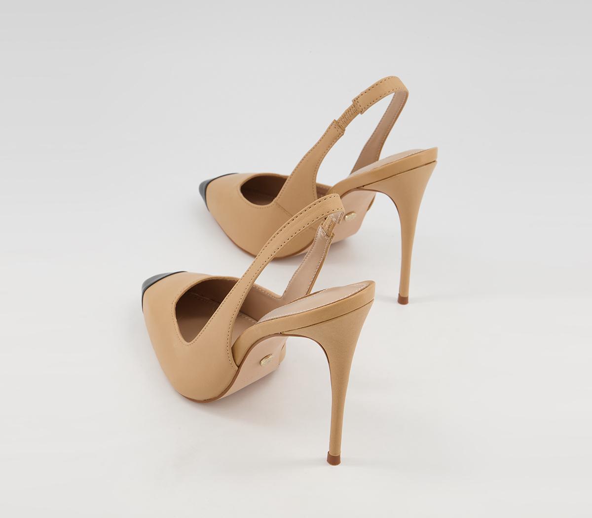 OFFICEHellbent Toe Cap Sling Back HeelsBeige Leather