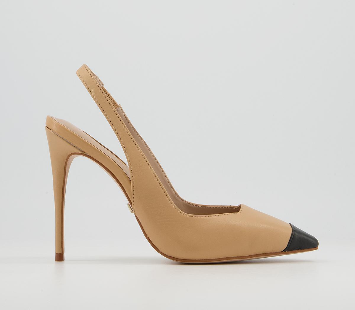 OFFICEHellbent Toe Cap Sling Back HeelsBeige Leather