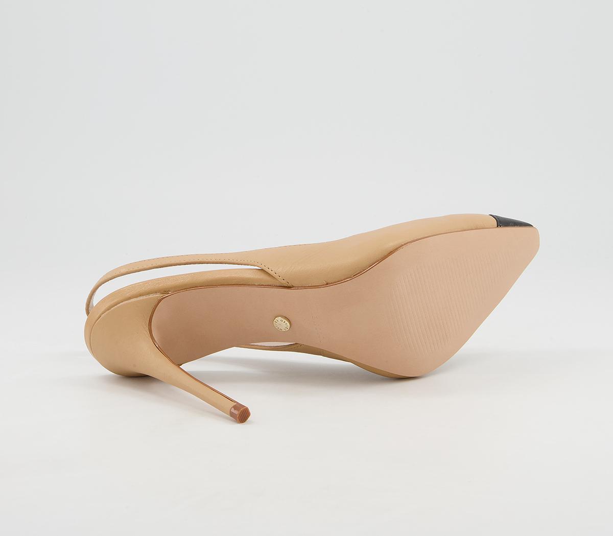 OFFICEHellbent Toe Cap Sling Back HeelsBeige Leather