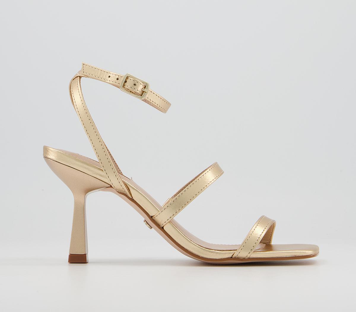 OFFICEMarching Band Strappy StilettosGold Leather