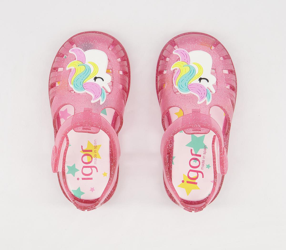 Igor Tobby Sandals Igor Tobby Sandals Unicorn Clear Pink Glitter