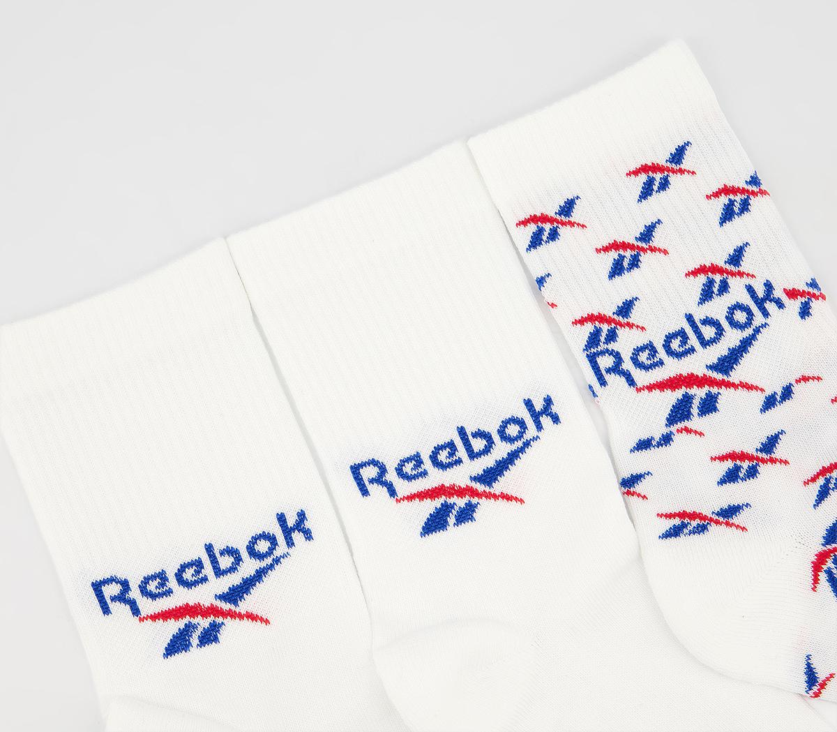 Reebok Classics Fold-Over Crew Socks 3 Pack Reebok Classics Fold-Over Crew Socks 3 Pack White Vector Blue Vector Red