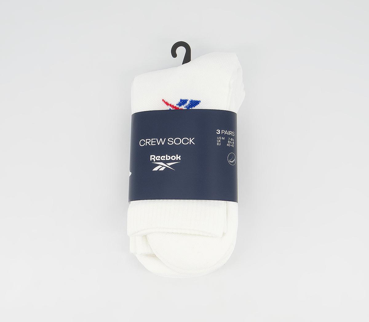 ReebokClassics Fold-Over Crew Socks 3 PackWhite Vector Blue Vector Red