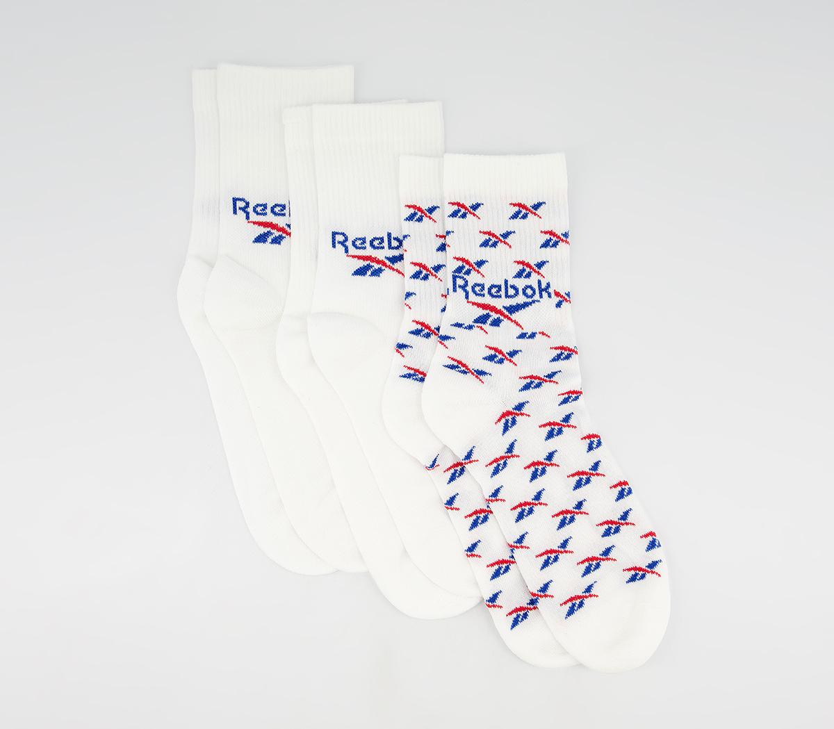 Reebok Classics Fold-Over Crew Socks 3 Pack Reebok Classics Fold-Over Crew Socks 3 Pack White Vector Blue Vector Red