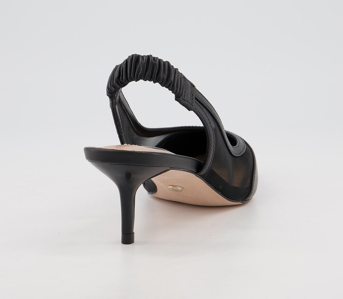 Office Master's Degree Mesh Point Slingback Heels Office Master's Degree Mesh Point Slingback Heels Black Leather Mix