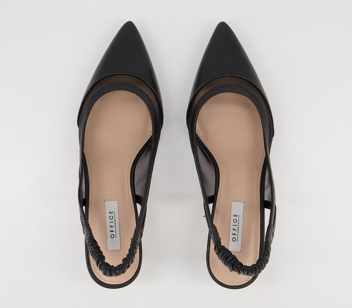 Office Master's Degree Mesh Point Slingback Heels Office Master's Degree Mesh Point Slingback Heels Black Leather Mix
