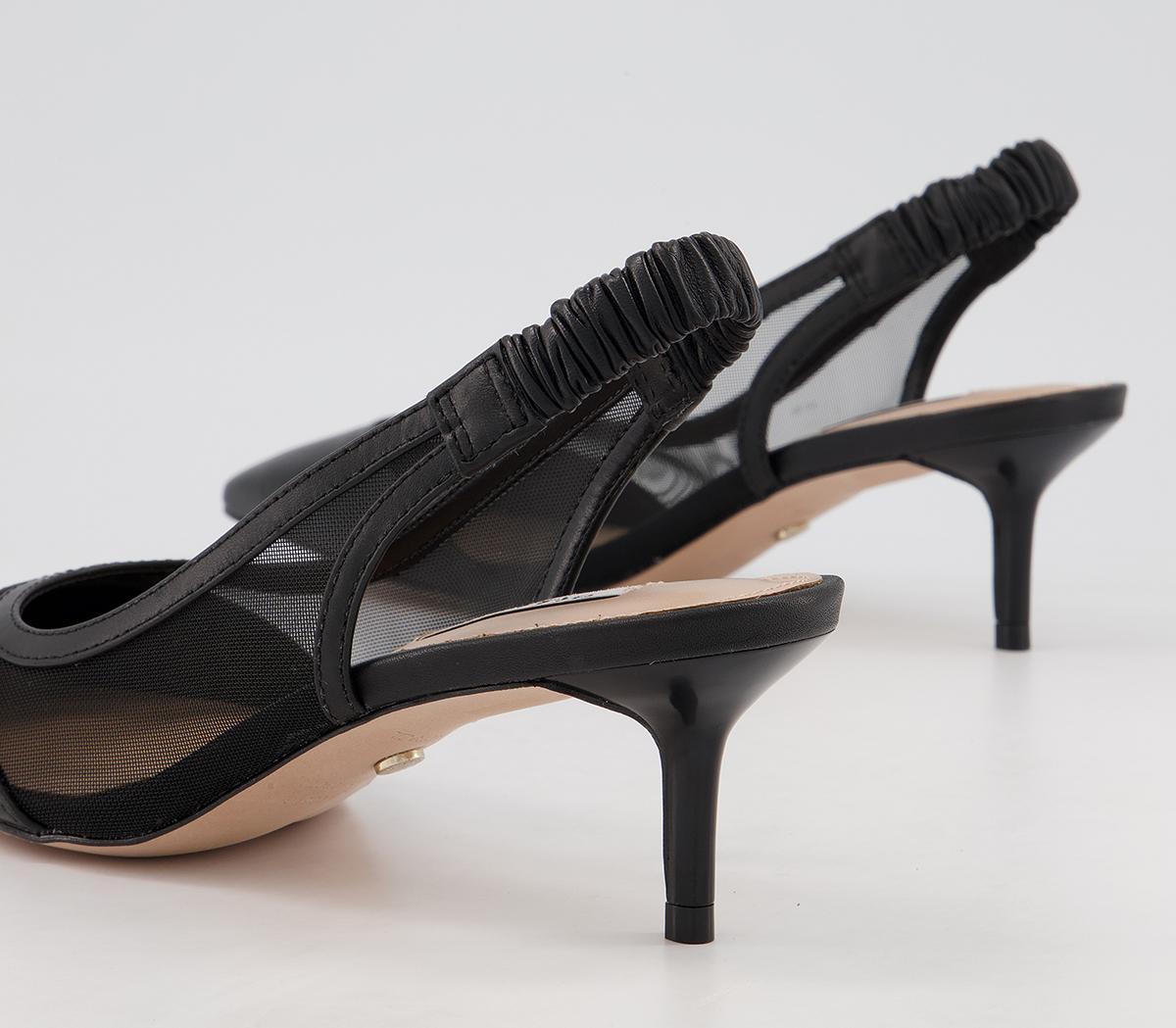 Office Master's Degree Mesh Point Slingback Heels Office Master's Degree Mesh Point Slingback Heels Black Leather Mix