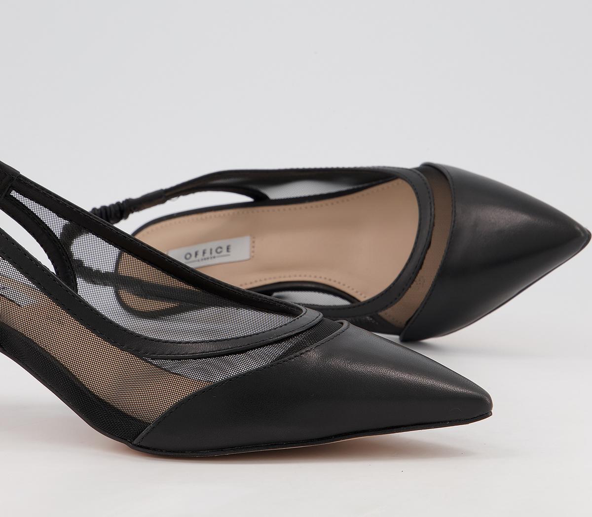 Office Master's Degree Mesh Point Slingback Heels Office Master's Degree Mesh Point Slingback Heels Black Leather Mix