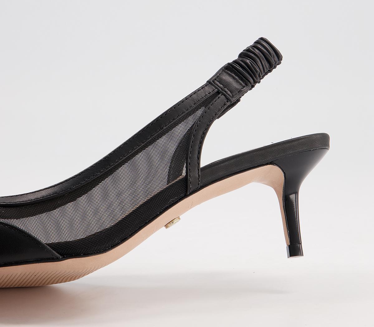 Office Master's Degree Mesh Point Slingback Heels Office Master's Degree Mesh Point Slingback Heels Black Leather Mix