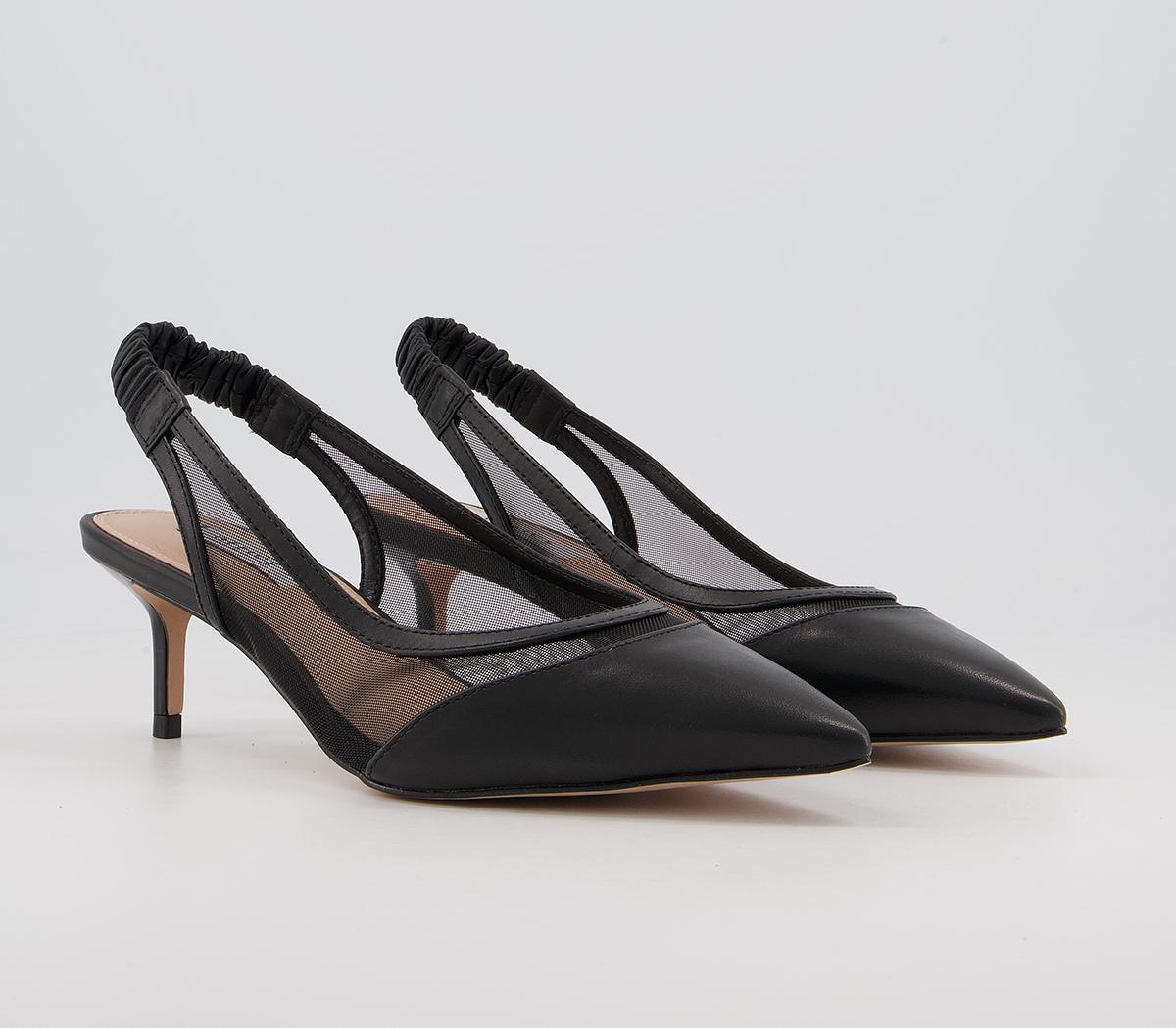 Office Master's Degree Mesh Point Slingback Heels Office Master's Degree Mesh Point Slingback Heels Black Leather Mix