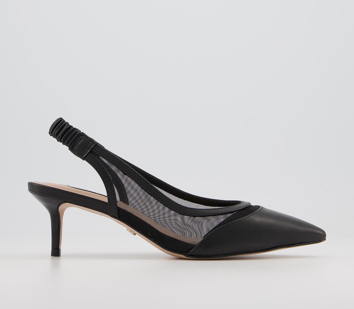 Office Master's Degree Mesh Point Slingback Heels Office Master's Degree Mesh Point Slingback Heels Black Leather Mix