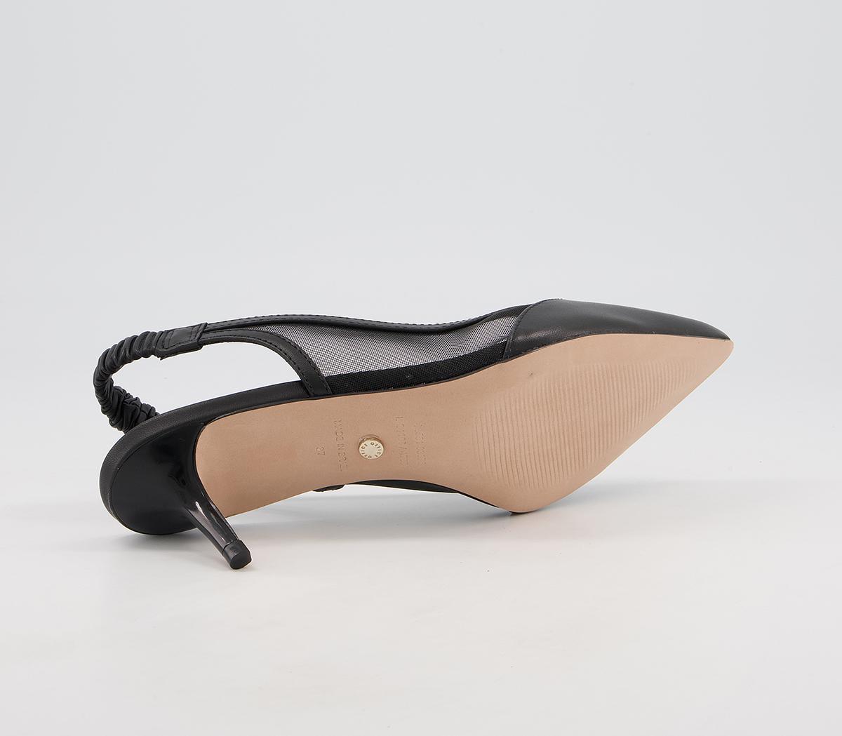 Office Master's Degree Mesh Point Slingback Heels Office Master's Degree Mesh Point Slingback Heels Black Leather Mix