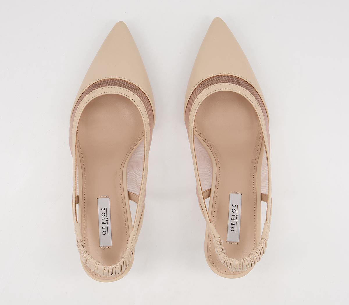 Office Master's Degree Mesh Point Slingback Heels Office Master's Degree Mesh Point Slingback Heels Nude Leather Mix