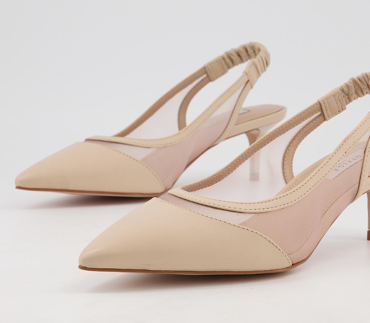 Office Master's Degree Mesh Point Slingback Heels Office Master's Degree Mesh Point Slingback Heels Nude Leather Mix