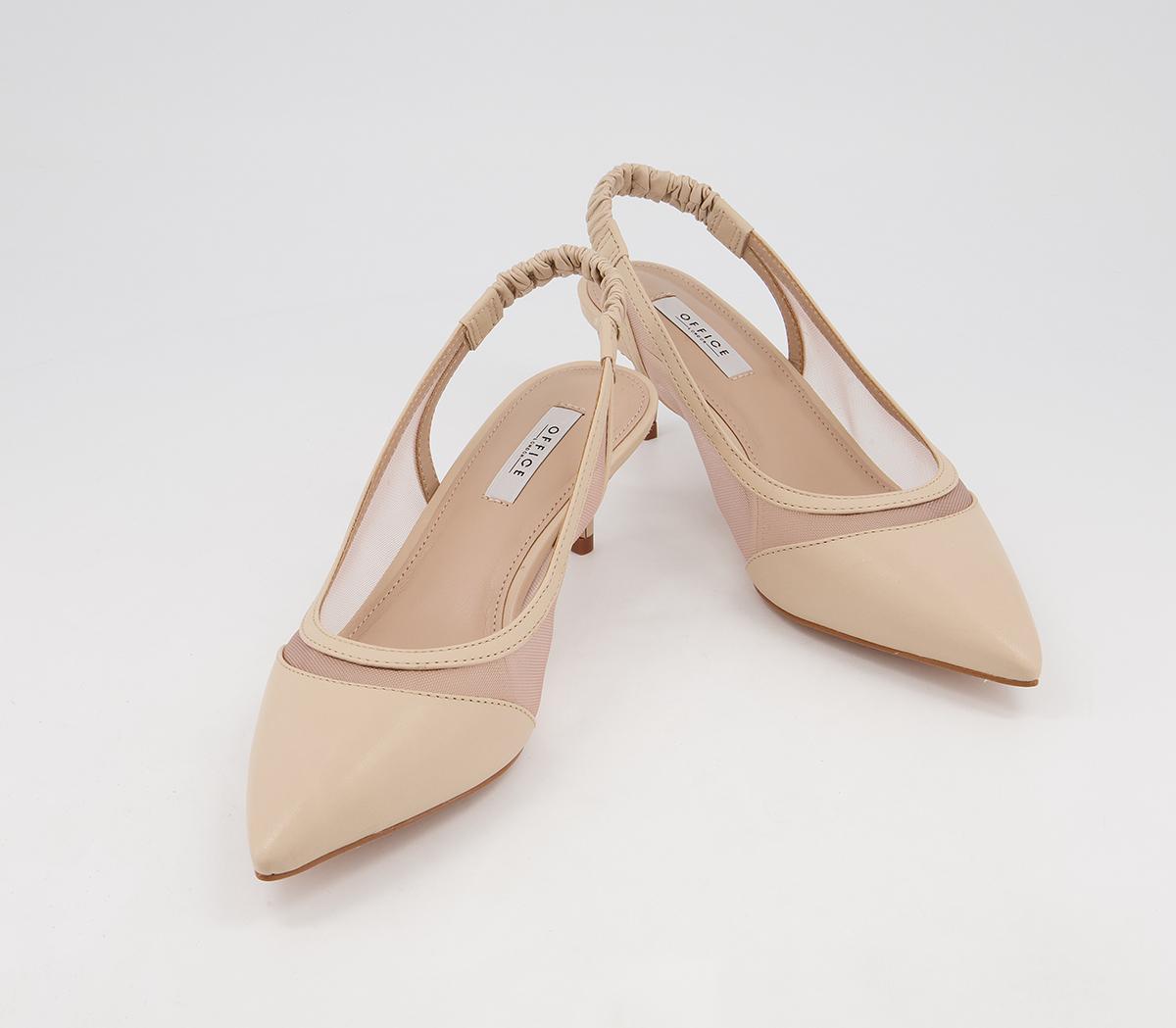 Office Master's Degree Mesh Point Slingback Heels Office Master's Degree Mesh Point Slingback Heels Nude Leather Mix