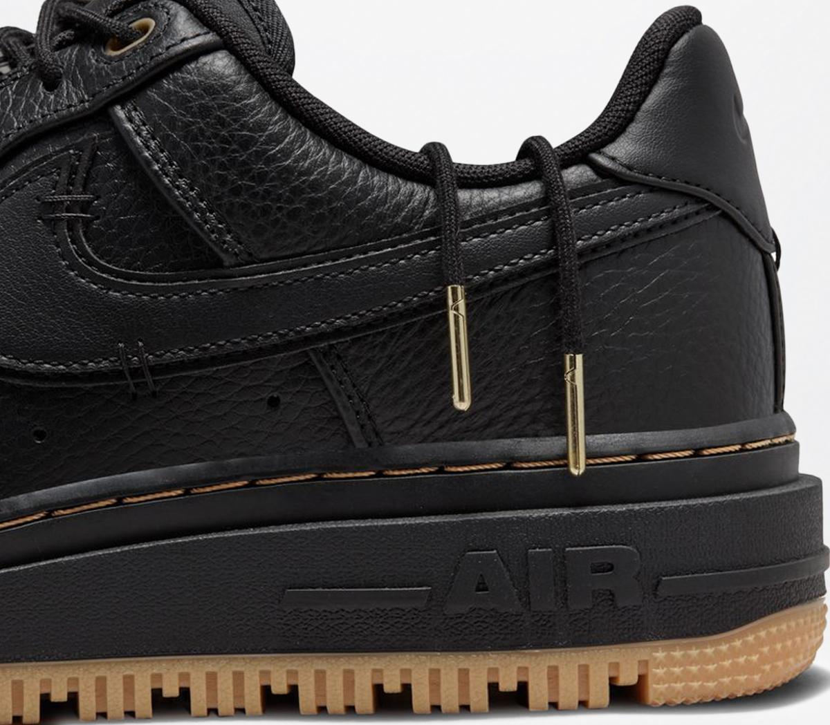 NikeAir Force 1 Luxe TrainersBlack Black Bucktan Gum Yellow
