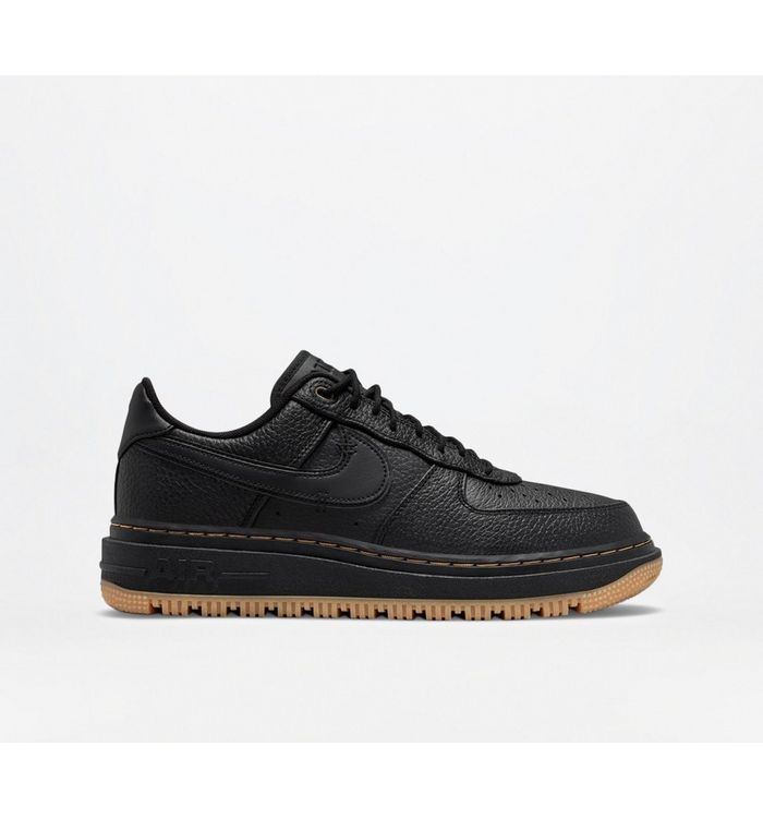 Nike Air Force 1 Luxe Trainers BLACK BLACK BUCKTAN GUM YELLOW Leather,Black