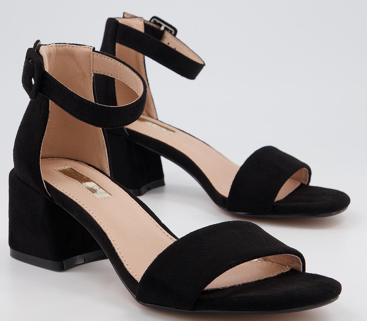 OFFICE Minimum Effort Two Part Low Block Heeled Sandals Black - Mid Heels