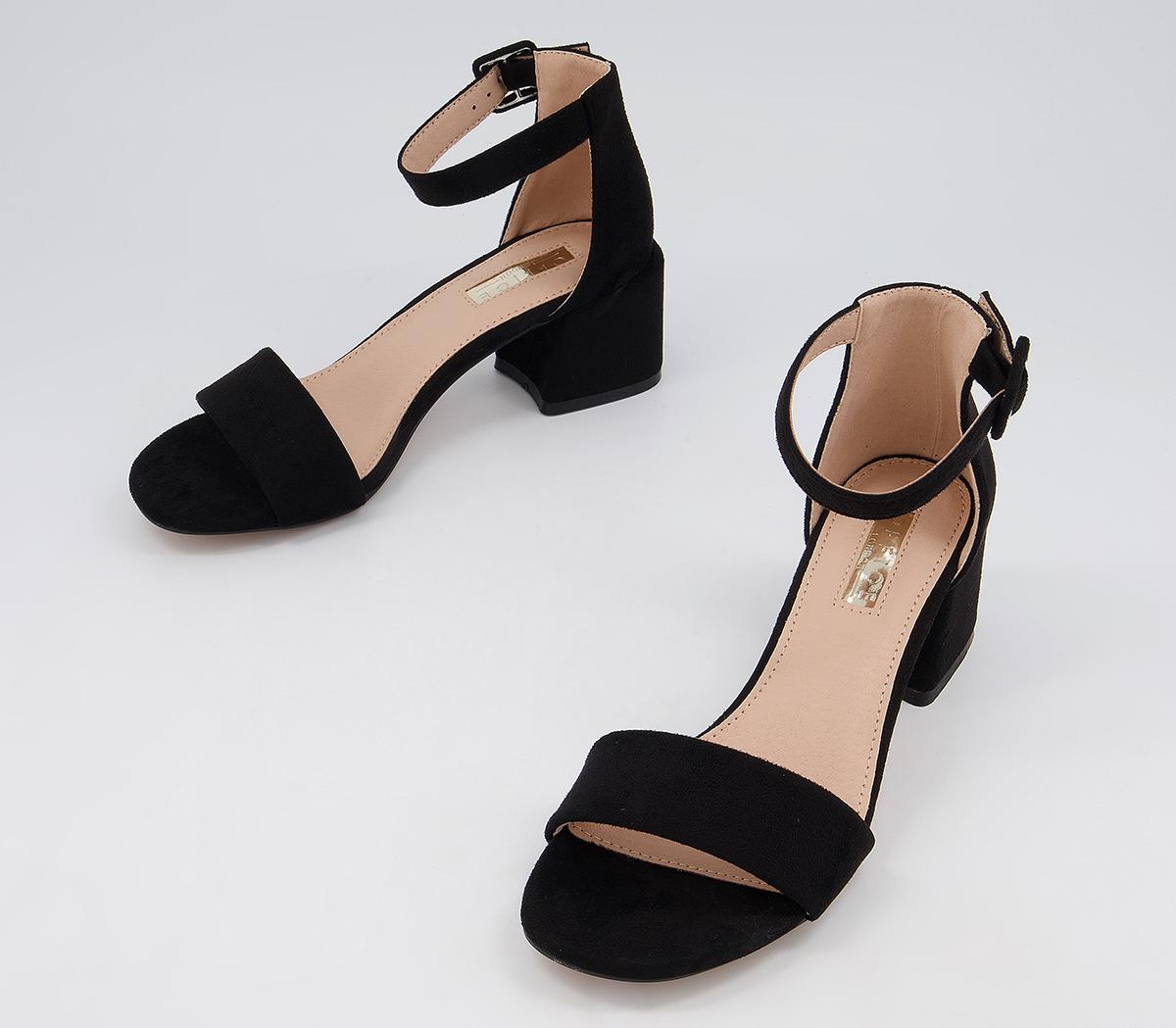 OFFICE Minimum Effort Two Part Low Block Heeled Sandals Black - Mid Heels