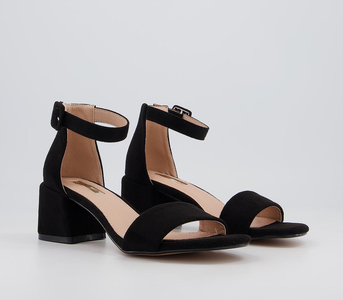 Office Minimum Effort Two Part Low Block Heeled Sandals Office Minimum Effort Two Part Low Block Heeled Sandals Black