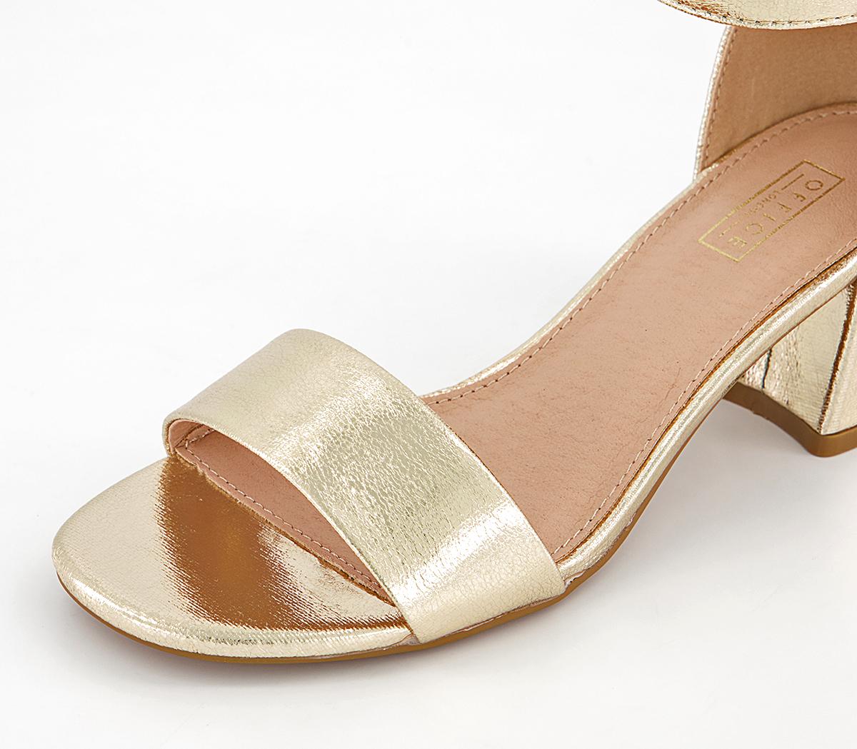 Office Minimum Effort Two Part Low Block Heels Office Minimum Effort Two Part Low Block Heels Gold