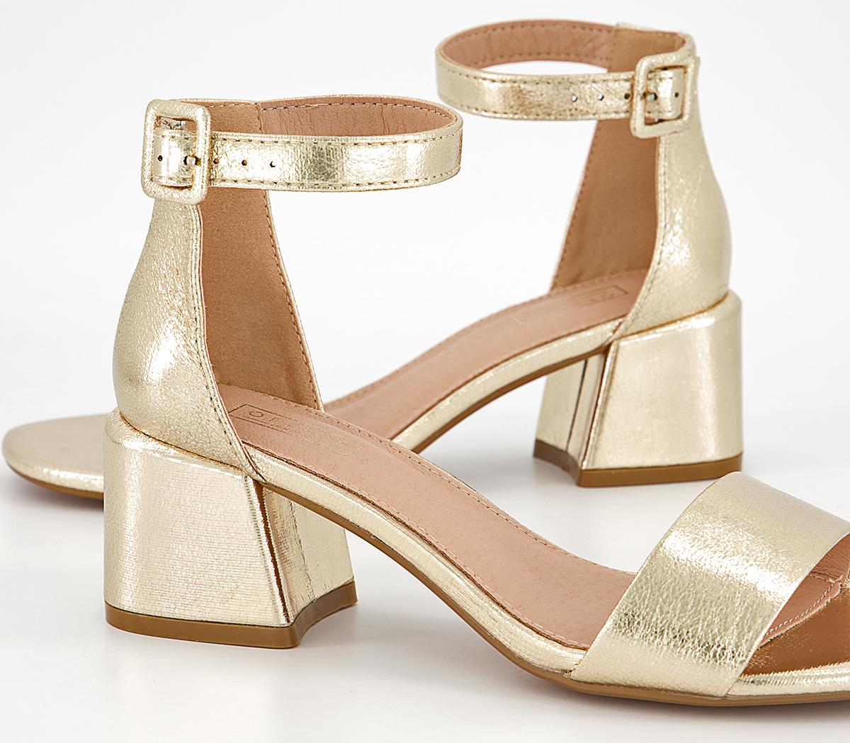 Office Minimum Effort Two Part Low Block Heels Office Minimum Effort Two Part Low Block Heels Gold