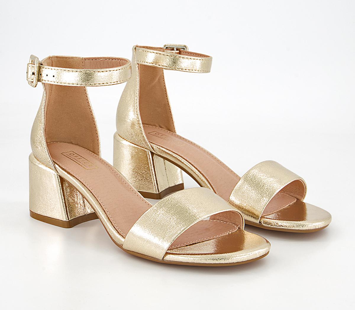Office Minimum Effort Two Part Low Block Heels Office Minimum Effort Two Part Low Block Heels Gold