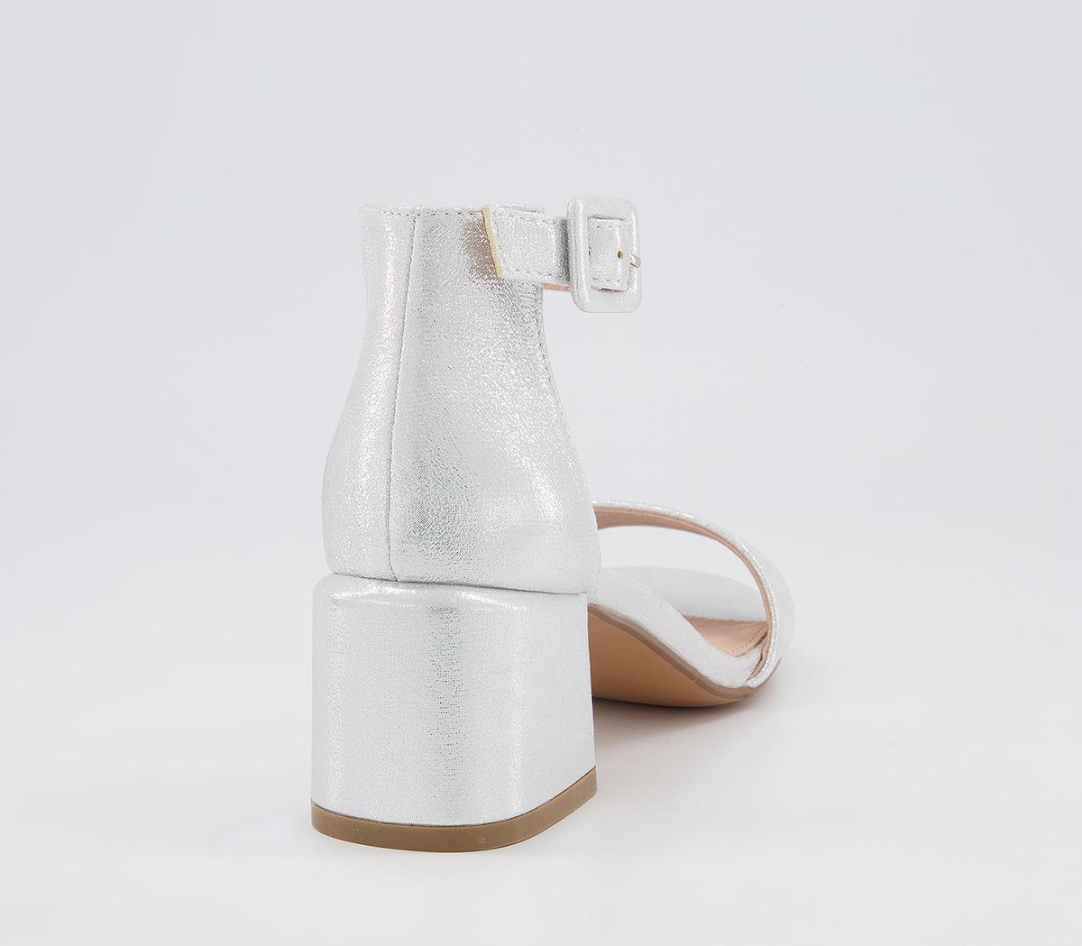 OFFICE Minimum Effort Two Part Low Block Heeled Sandals OFFICE Minimum Effort Two Part Low Block Heeled Sandals Silver