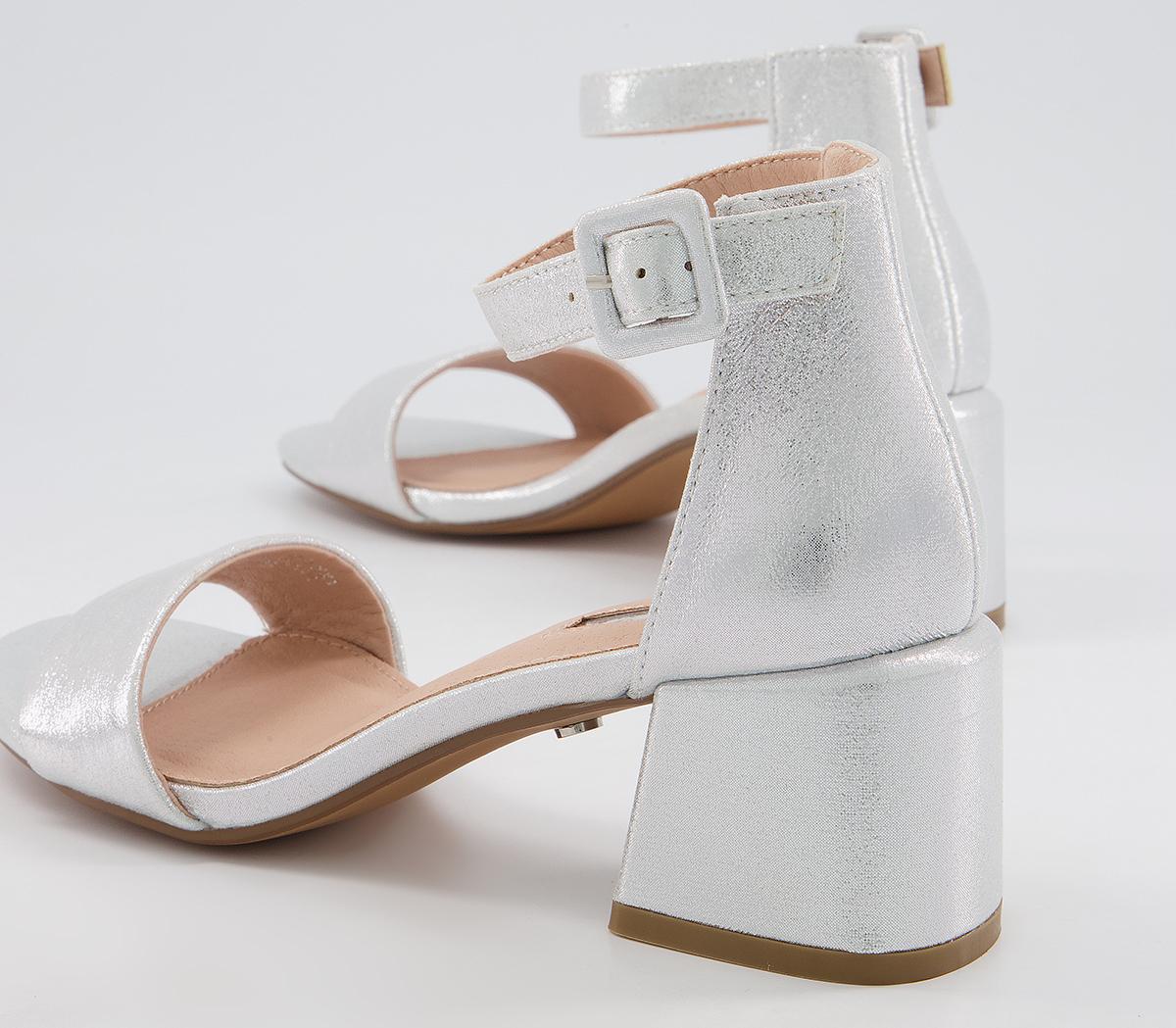 OFFICE Minimum Effort Two Part Low Block Heeled Sandals OFFICE Minimum Effort Two Part Low Block Heeled Sandals Silver